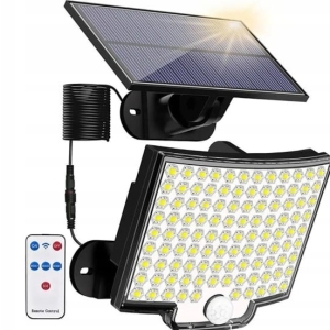LAMPA SOLARNA HALOGEN CZUJNIK RUCHU ZMIERZCHU 106 LED DO OGRODU NA GARAŻ