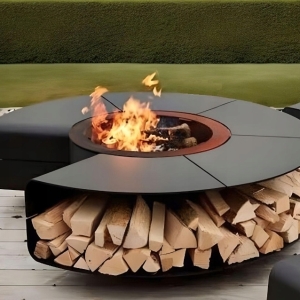 Palenisko ogrodowe stalowe 150 cm z rusztem I Grill I Nowoczesny design