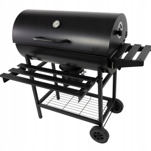 GRILL WĘGLOWY OGRODOWY DUŻY Z POKRYWĄ PÓŁKAMI KÓŁKAMI POPIELNIK RUSZT 75 cm