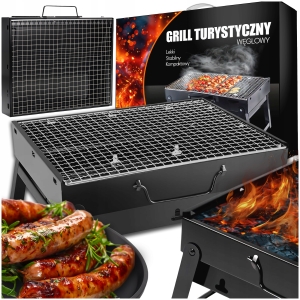GRILL WĘGLOWY OGRODOWY SKŁADANY TURYSTYCZNY WALIZKA KEMPING PRZENOŚNY DUŻY